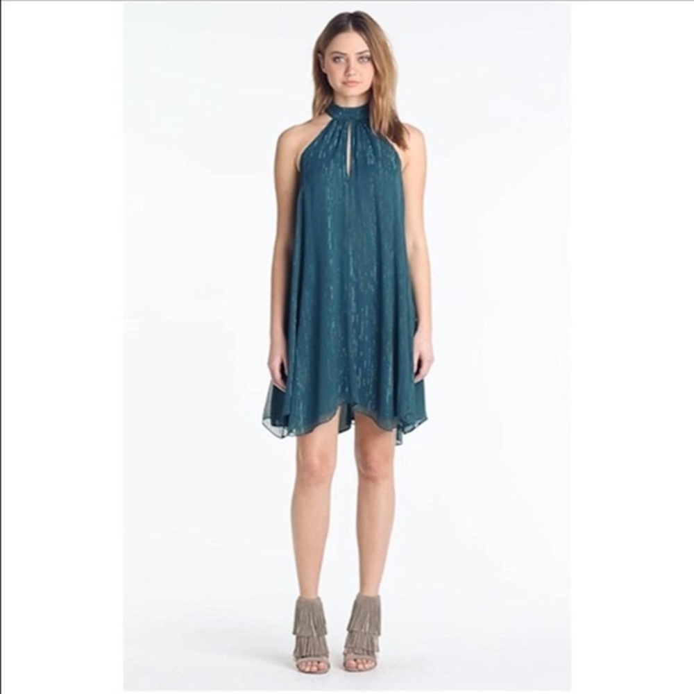 Tildon high neck emerald flowy dress, Size L